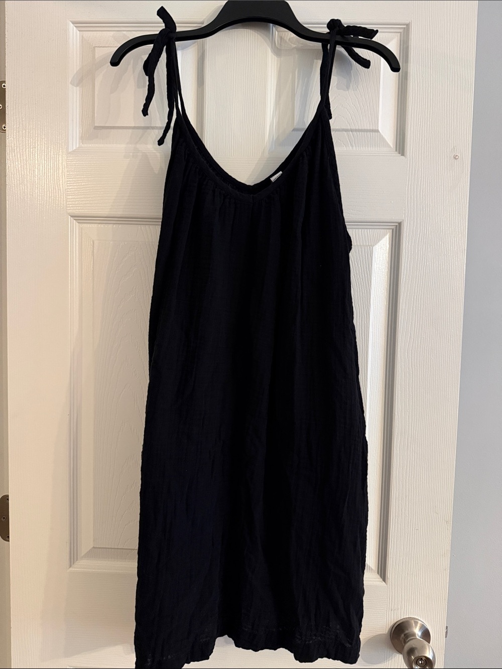 Old Navy Black Tie-Shoulder Midi Dress with Pockets